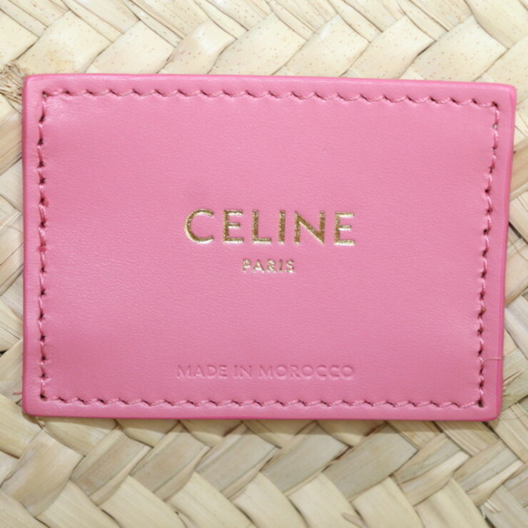 CELINE Teen Triomphe Classic Panier Handbag 194002CML Raffia Calf Leather Natura - Picture 9 of 10